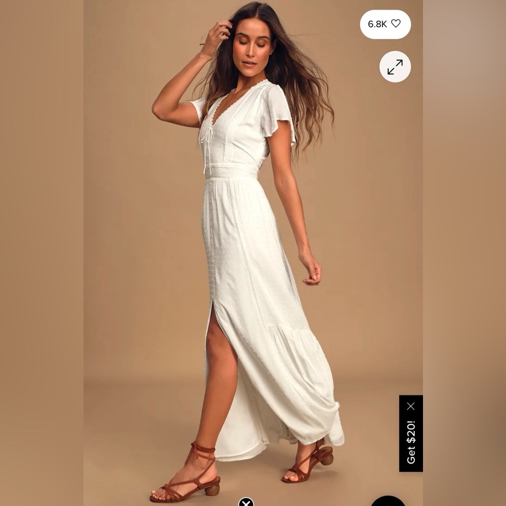 Lulu's Cream-White Eyelet Maxi Dress